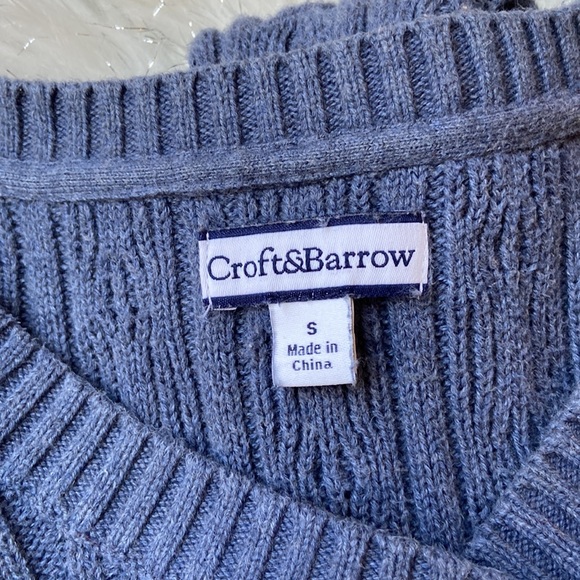 Croft & Barrow Oversized Blue Cable Knit Sweater - Picture 3 of 4